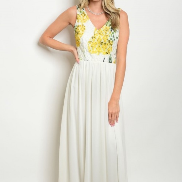 Dresses | Yellow Floral Maxi Dress | Poshmark